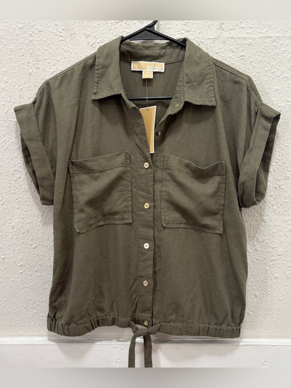 MICHAEL Michael Kors Linen Blend Button Down NWT Small